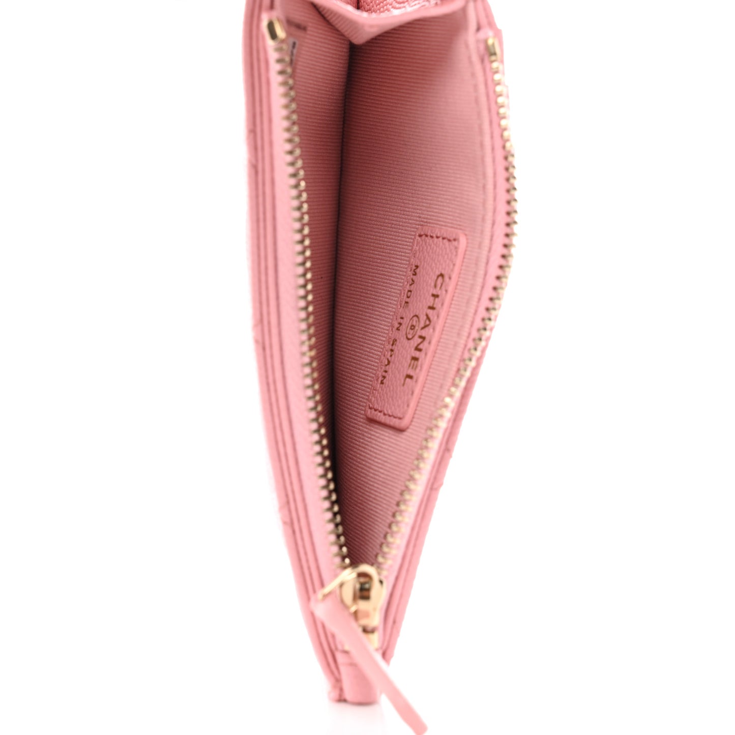 Caviar Quilted Flap Zip Card Holder Pink