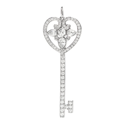 Tiffany Platinum Diamond Ornate Heart Key Pendant 1 of 4