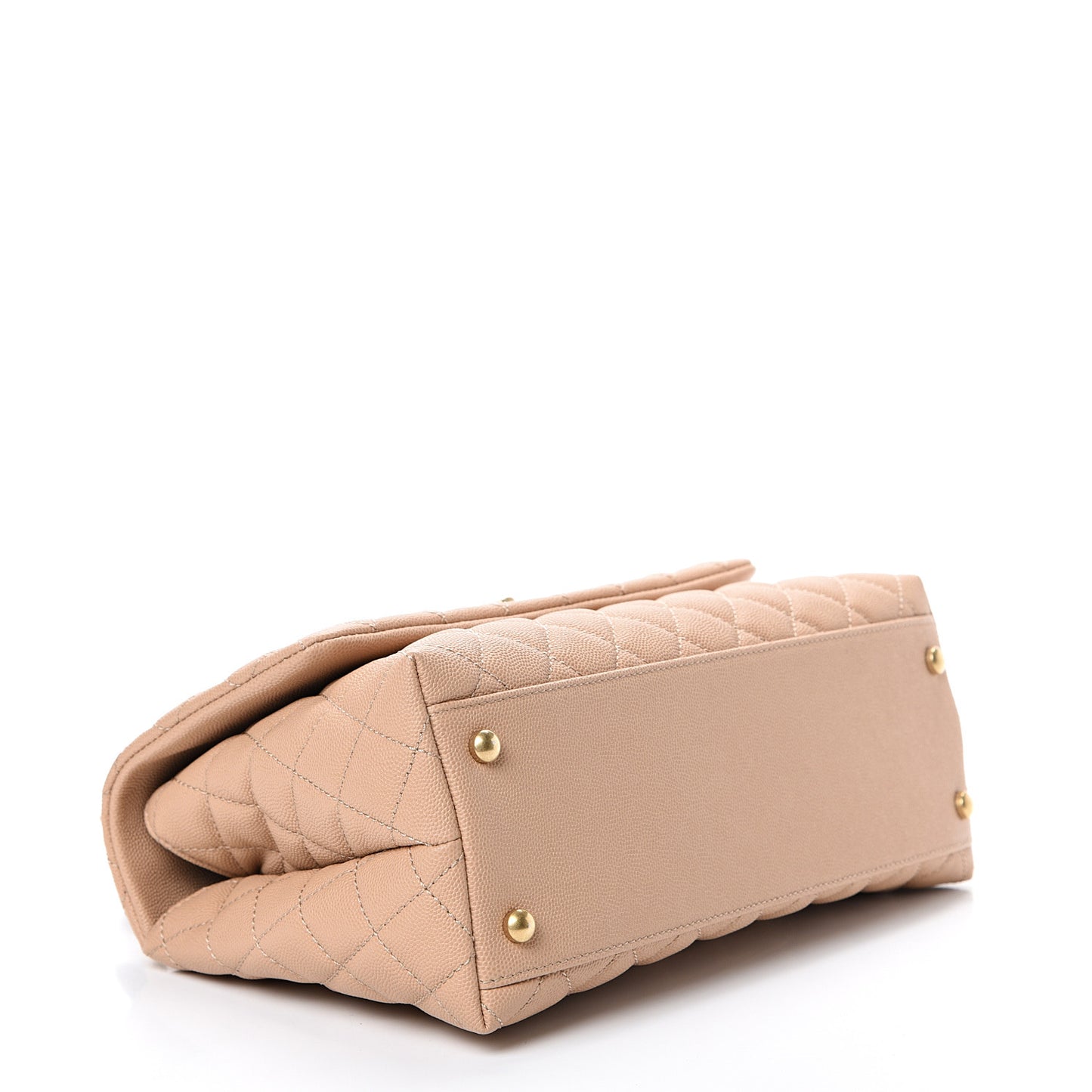 Caviar Lizard Embossed Quilted Small Coco Handle Flap Beige
