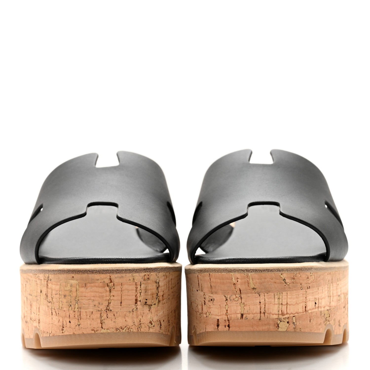 Hermes Calfskin Cork Eze 30 Sandals 37 Black 2 of 12