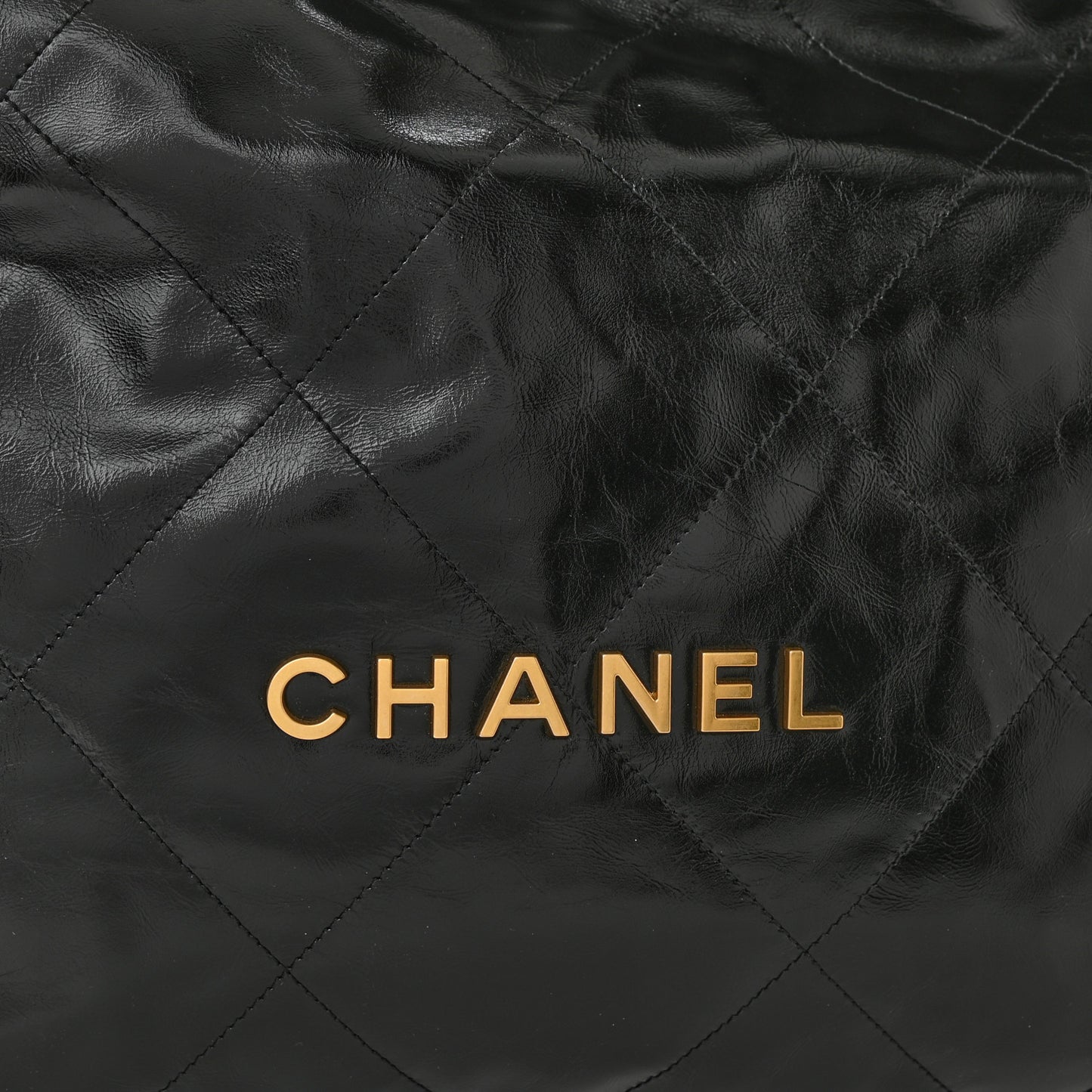 Glazed Calfskin Quilted Chanel 22 Black