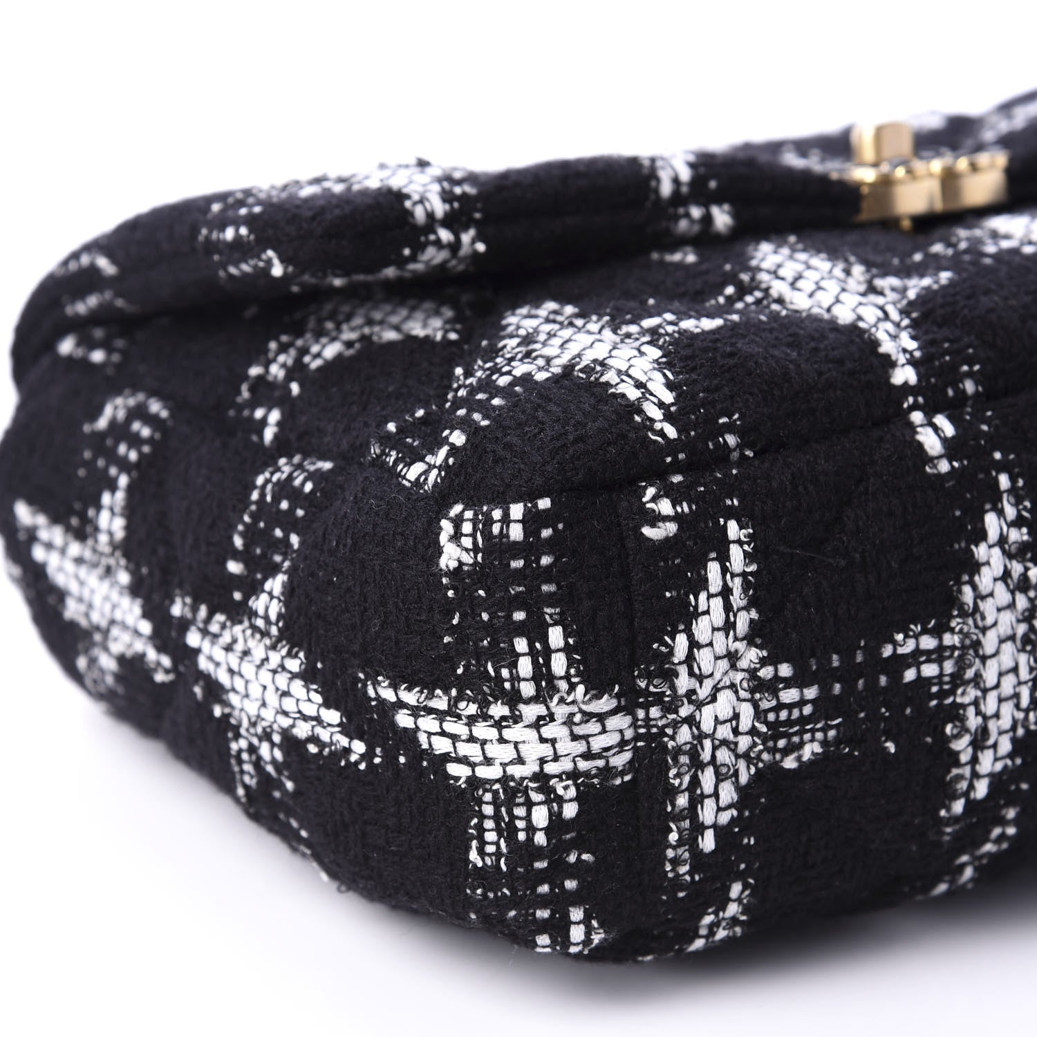 Chanel Tweed Quilted Large 19 Flap Black White 7 of 12