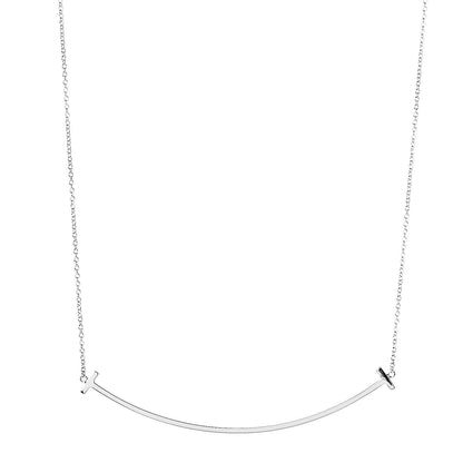 Tiffany Sterling Silver Large T Smile Pendant Necklace 1 of 5