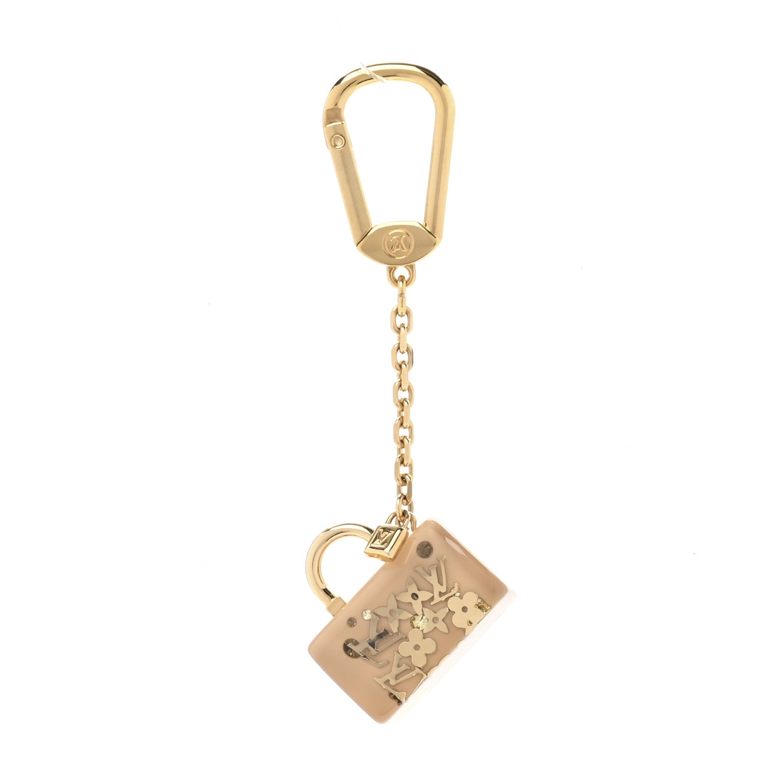 Louis Vuitton Resin Inclusion Speedy Bag Charm Key Chain Beige 1 of 4