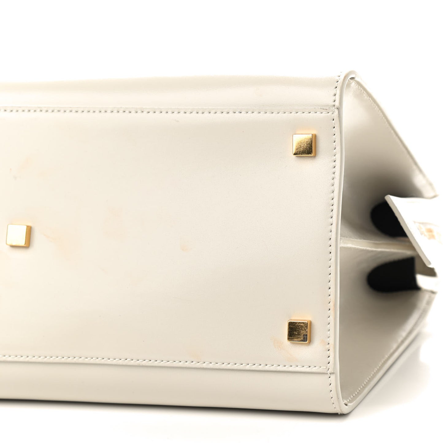 Shiny Calfskin Medium Uptown Tote White