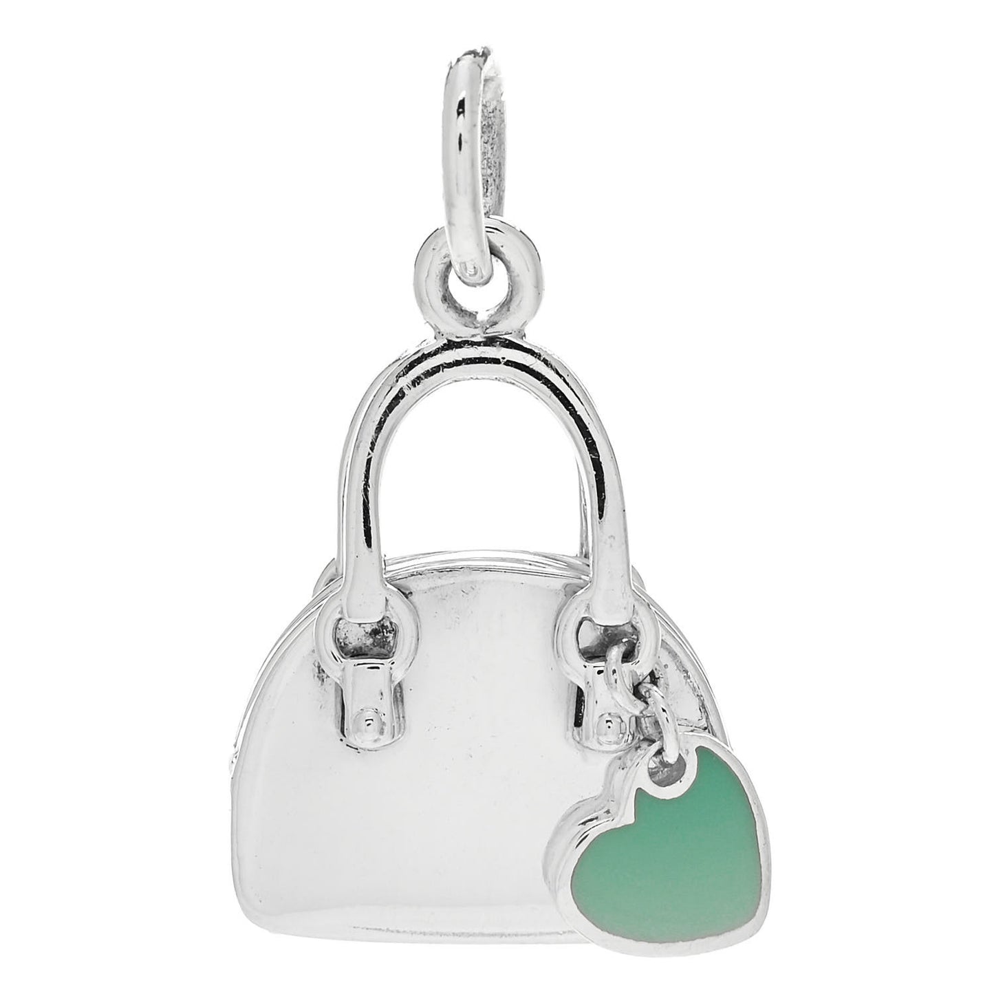 Sterling Silver Enamel Shopping Bag Heart Charm Blue