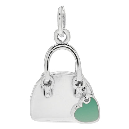 Tiffany Sterling Silver Enamel Shopping Bag Heart Charm Blue 1 of 4