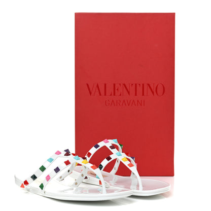 Valentino Garavani PVC Jelly Rockstud Caged Thong Sandals 39 White Multicolor 8 of 8