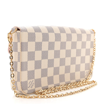 Louis Vuitton Damier Azur Pochette Felicie Chain Wallet Rose Ballerine 4 of 12