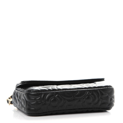 Chanel Lambskin Camellia Embossed Chain Belt Bag Black 4 of 8