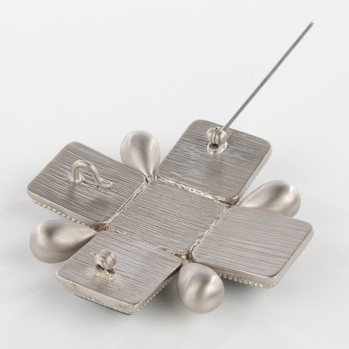 Pewter Maltese Cross Brooch Pendant Black
