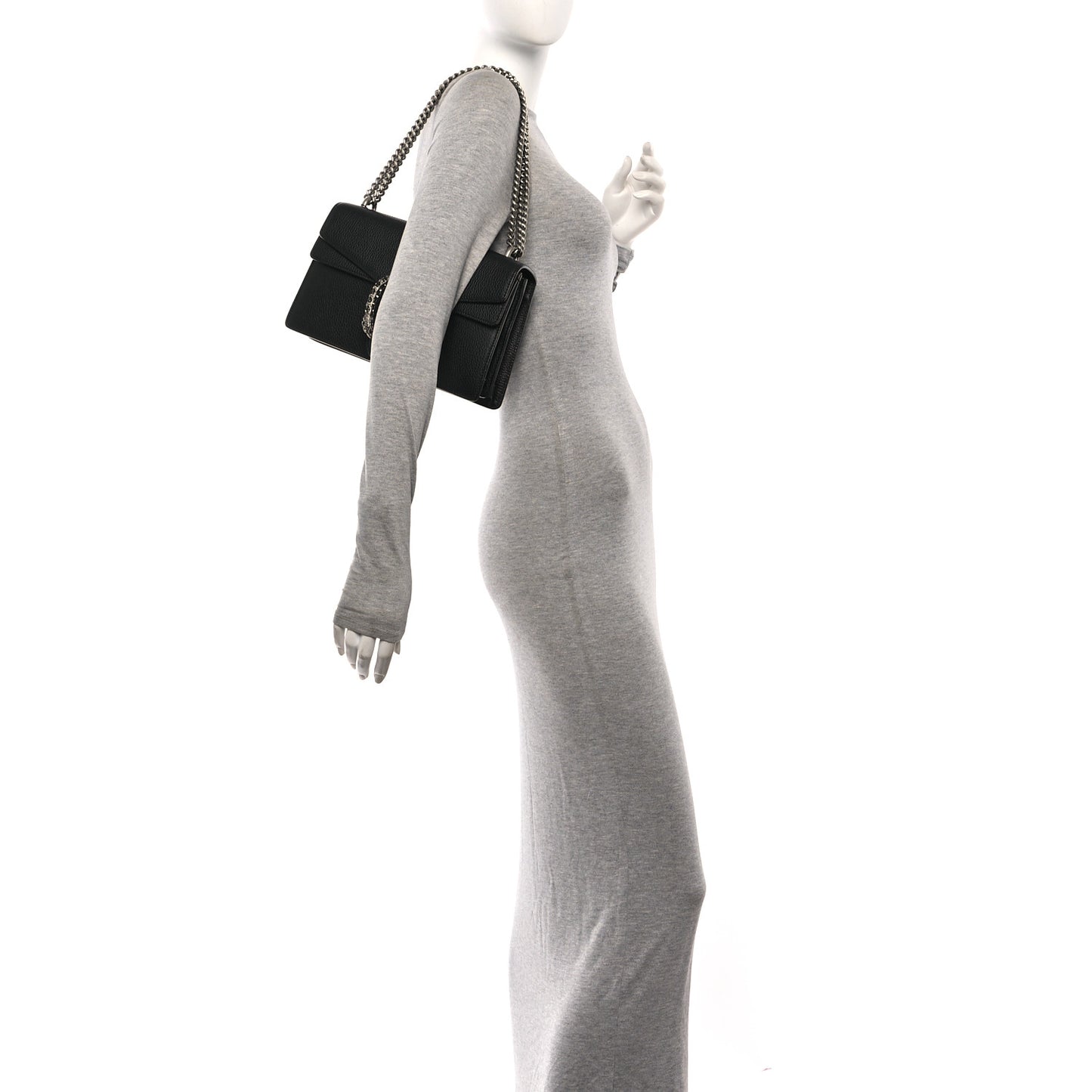 Pebbled Calfskin Small Dionysus Shoulder Bag Black