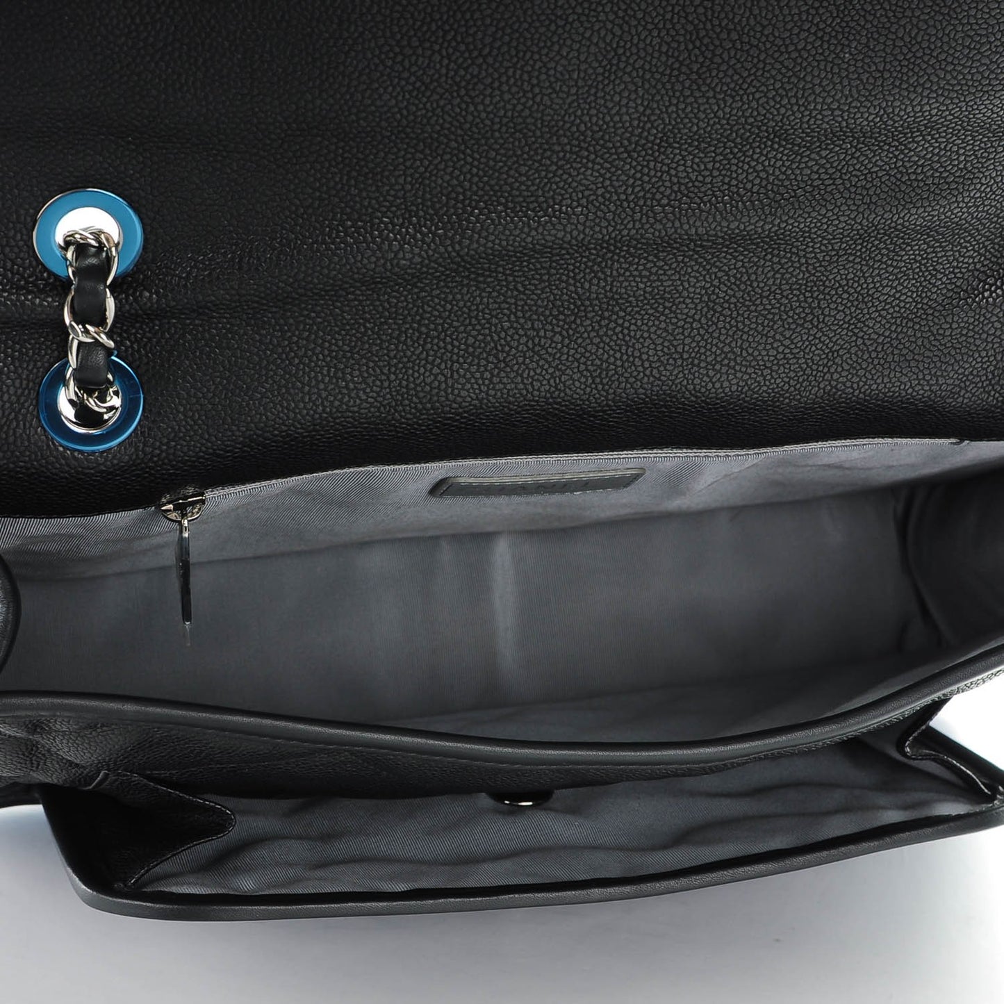 Caviar Quilted Large French Riviera Flap Black