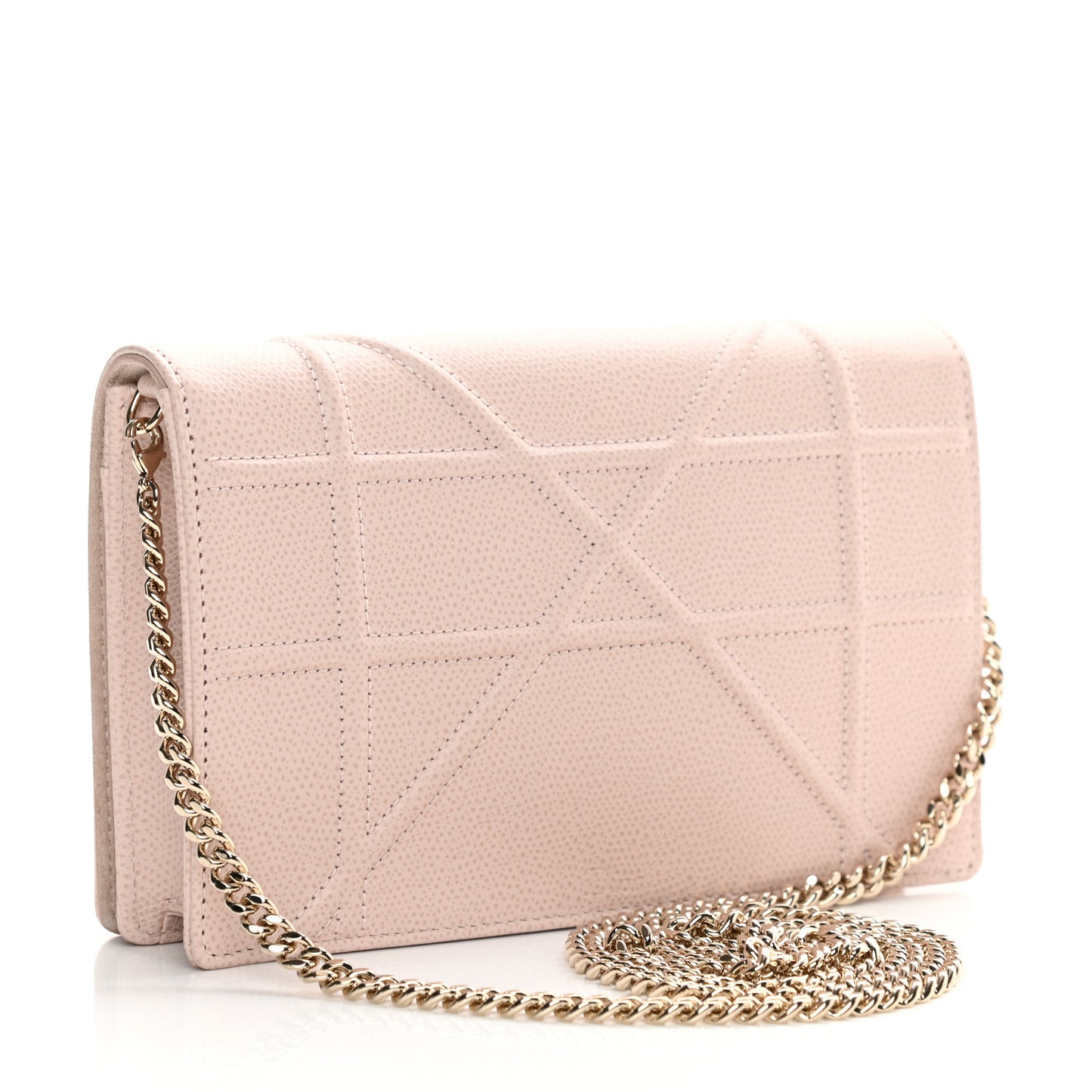 Grained Calfskin Diorama Wallet on Chain Pouch Nude