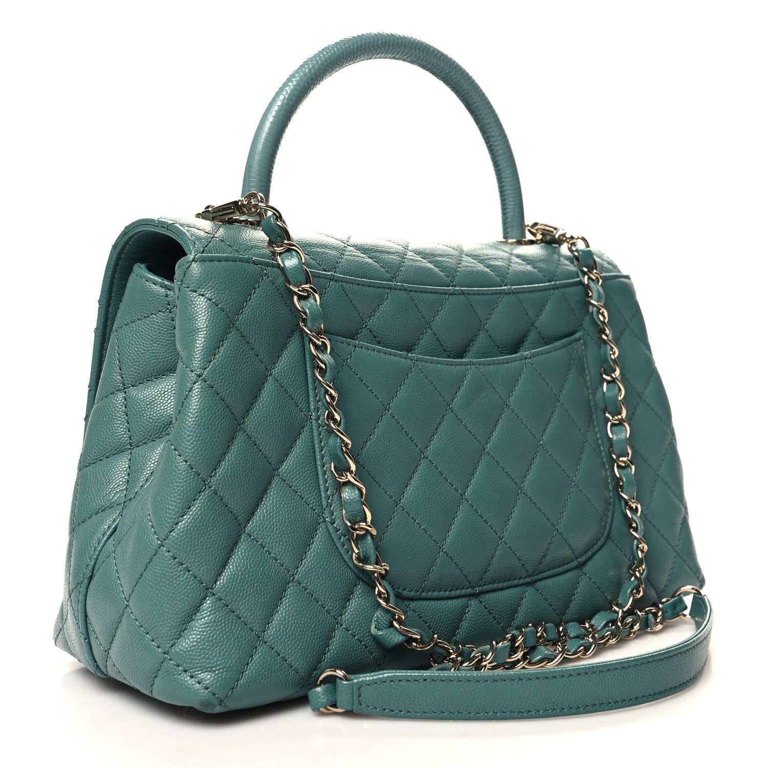 Chanel Caviar Quilted Small Coco Handle Flap Green 3 of 11