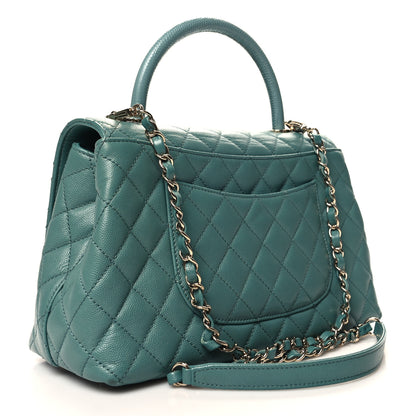 Chanel Caviar Quilted Small Coco Handle Flap Green 3 of 11