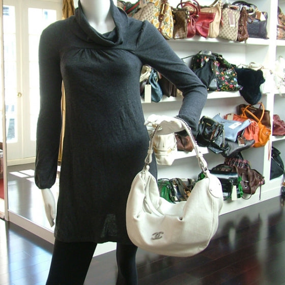 Quilted Diamond Stitch Hobo White