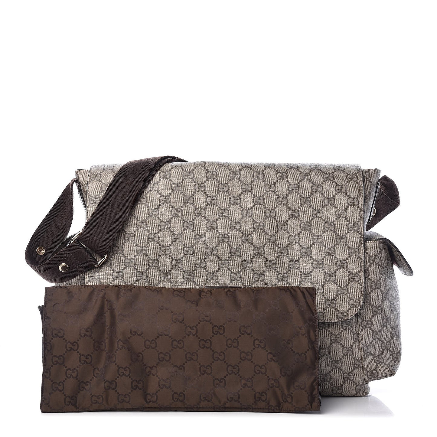 GG Plus Monogram Messenger Diaper Bag Dark Brown