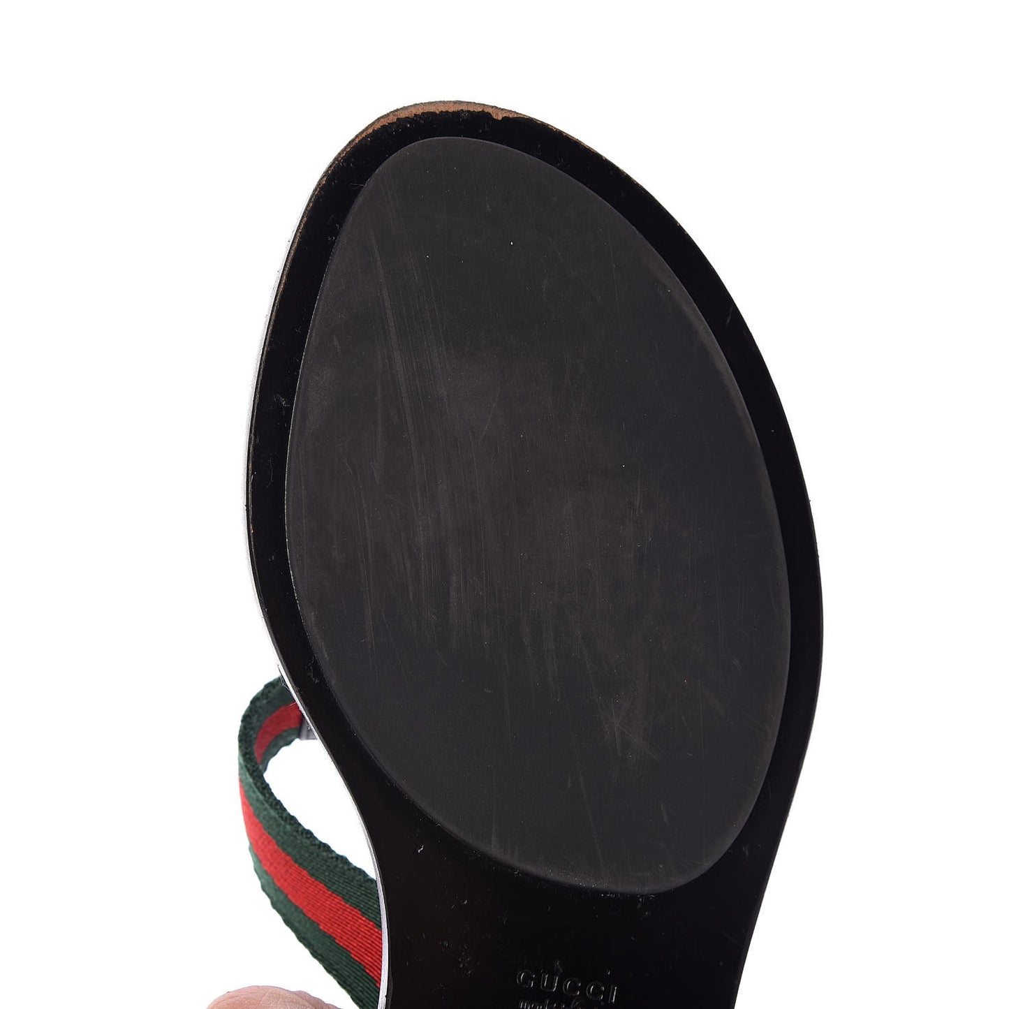Nylon Guccissima Web Womens Thong Sandals 38.5 Green Red Black