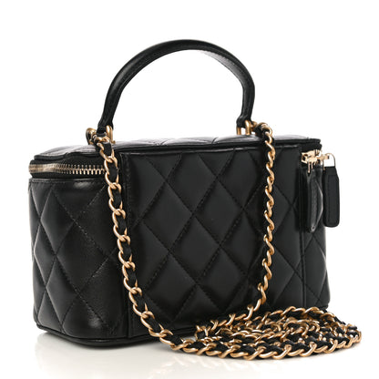 Chanel Lambskin Quilted Small Top Handle Vanity Case With Chain Black 3 of 11