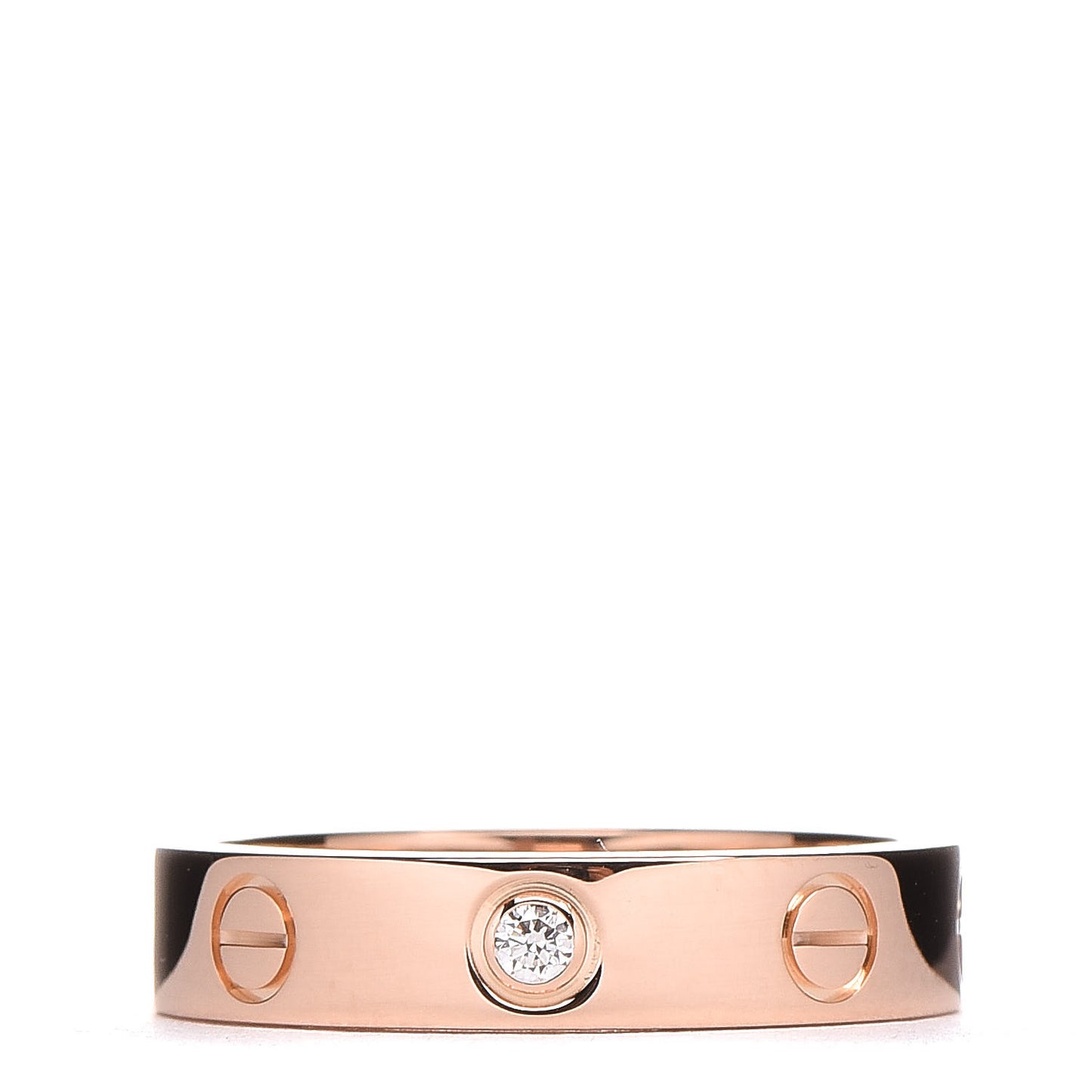 18K Pink Gold Diamond LOVE Wedding Band Ring 49 4.75