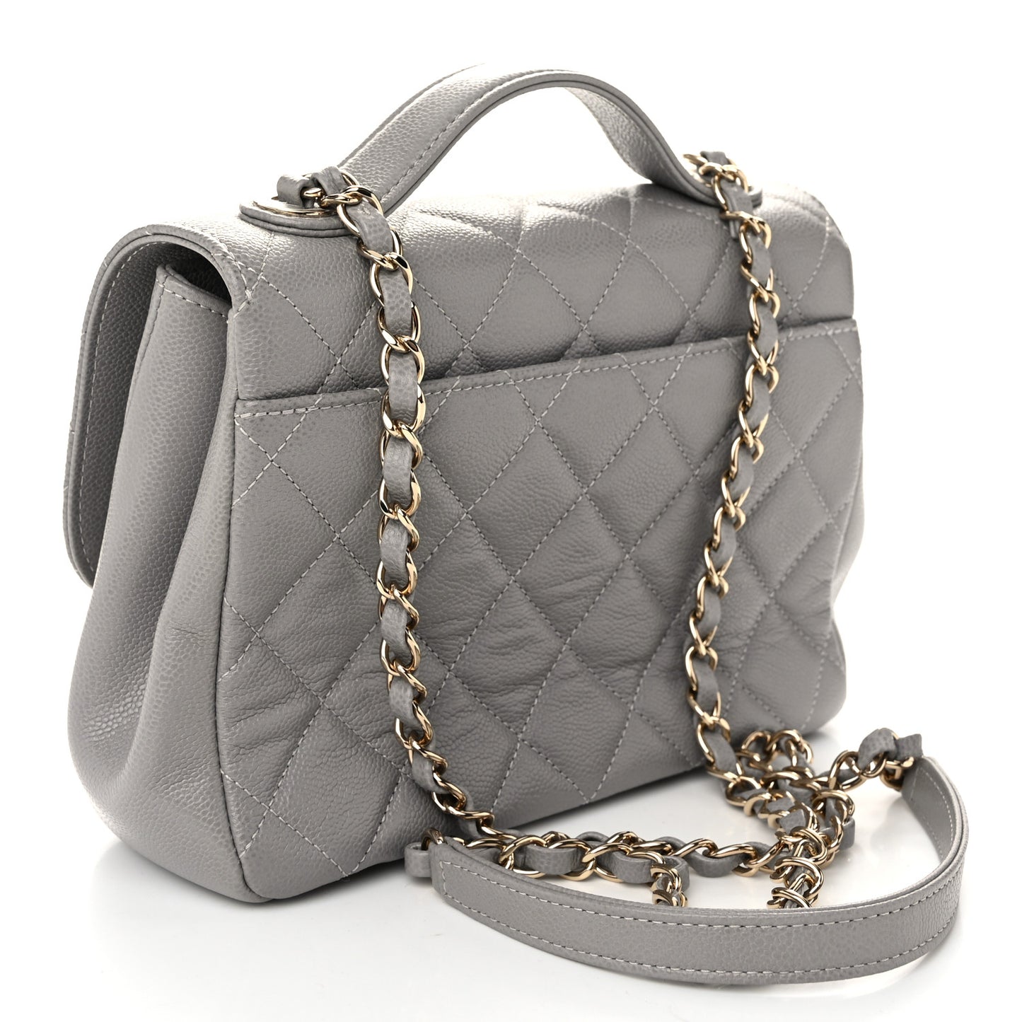 Caviar Quilted Medium Business Affinity Flap Grey