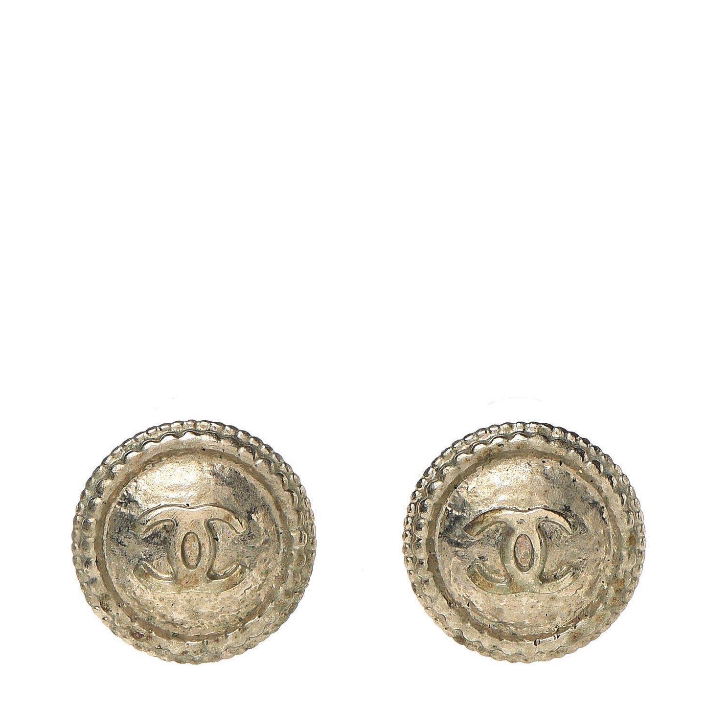 CC Button Earrings Gold