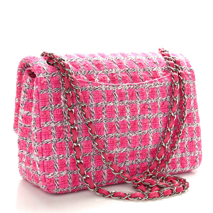 Chanel Tweed Quilted Jumbo Double Flap Hot Pink 2 of 10