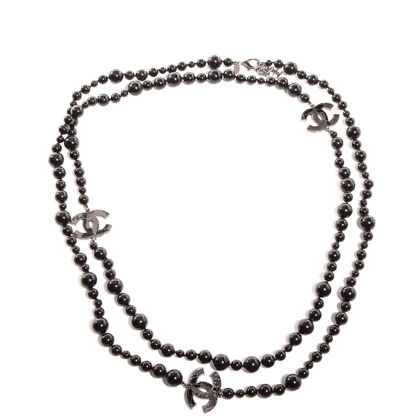Glass Bead CC Map Necklace Ruthenium Black