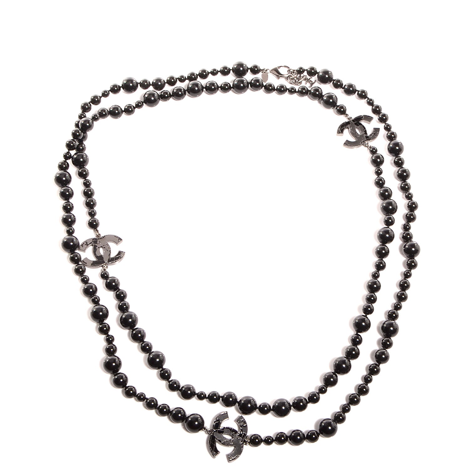 Chanel Glass Bead CC Map Necklace Ruthenium Black 1 of 6