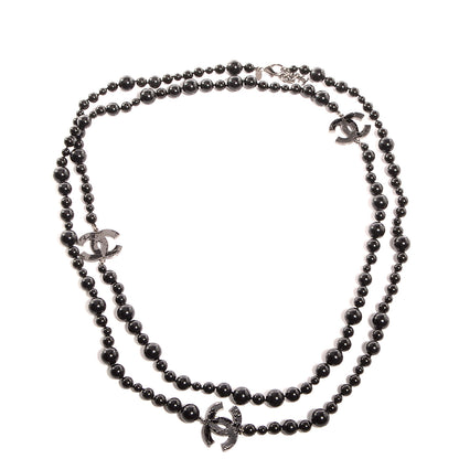 Chanel Glass Bead CC Map Necklace Ruthenium Black 1 of 6