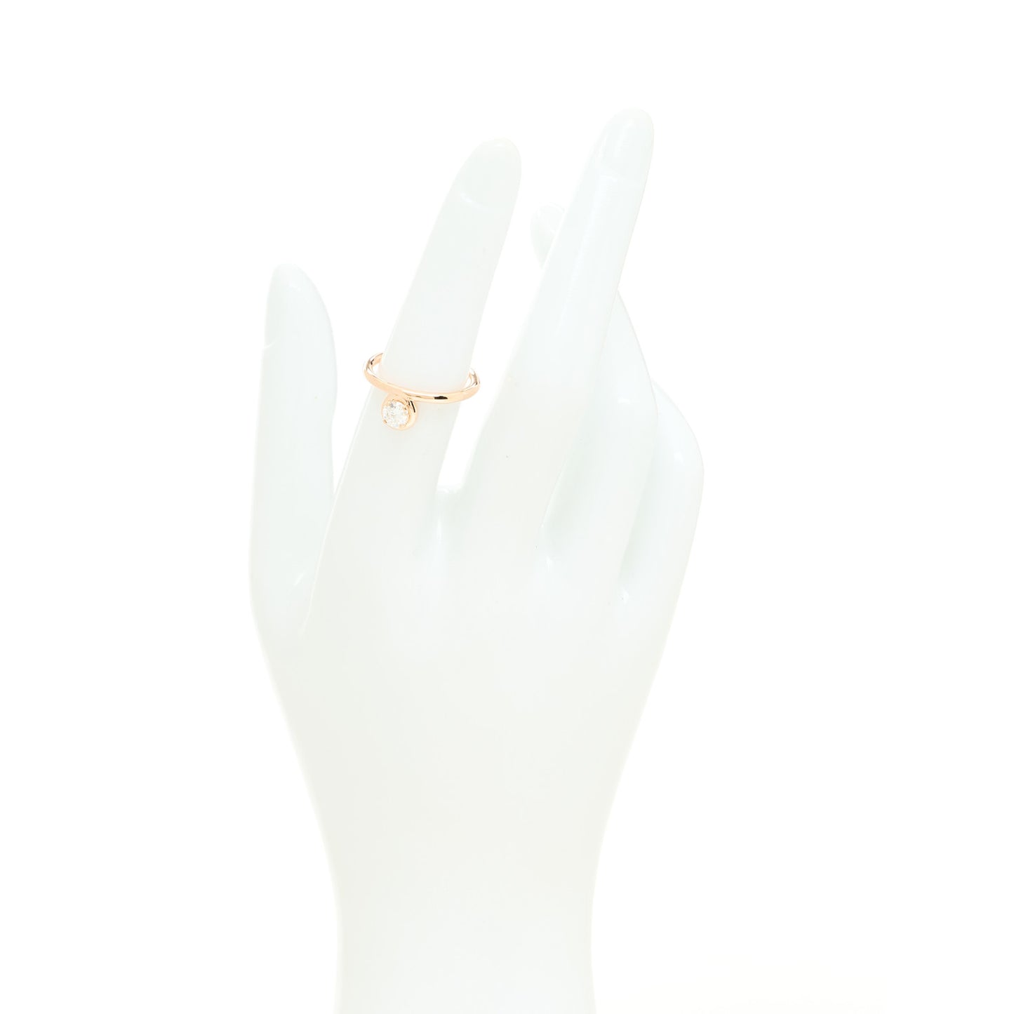 18K Rose Gold Diamond Solitaire Petit Jete Ring 51 5.75