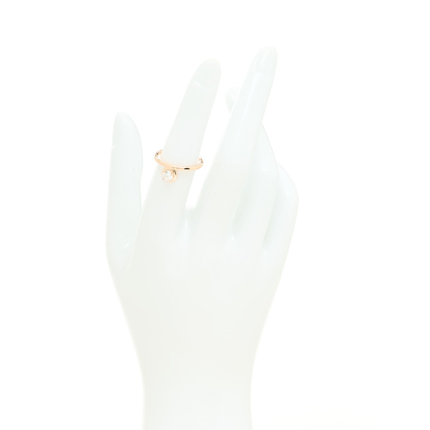 Hermes 18K Rose Gold Diamond Solitaire Petit Jete Ring 51 5.75 2 of 6