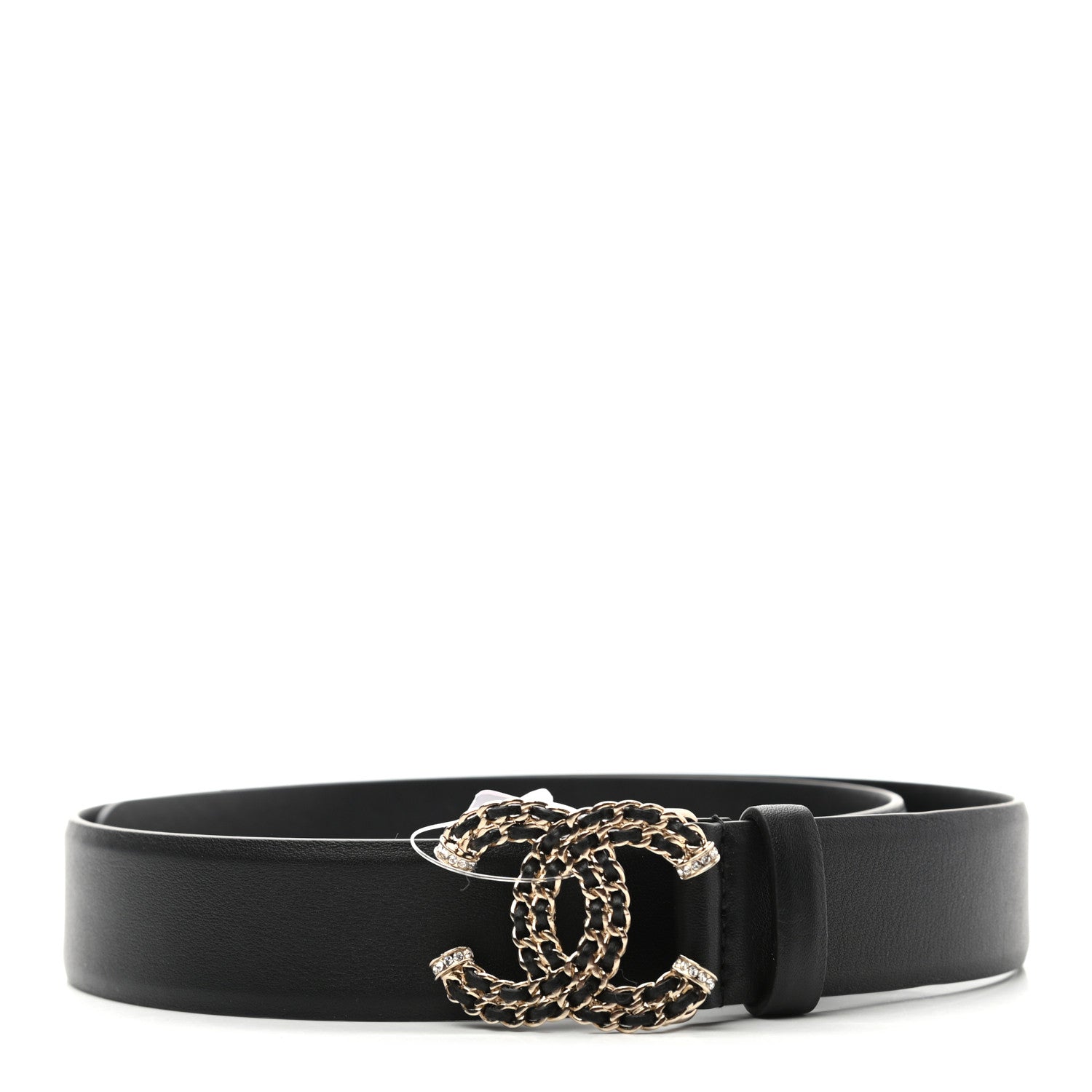 Chanel Calfskin Crystal CC Chain Belt 75 30 Black 1 of 8