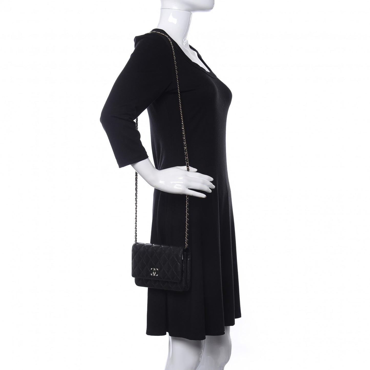 Caviar Quilted Coco Candy Wallet On Chain WOC Black