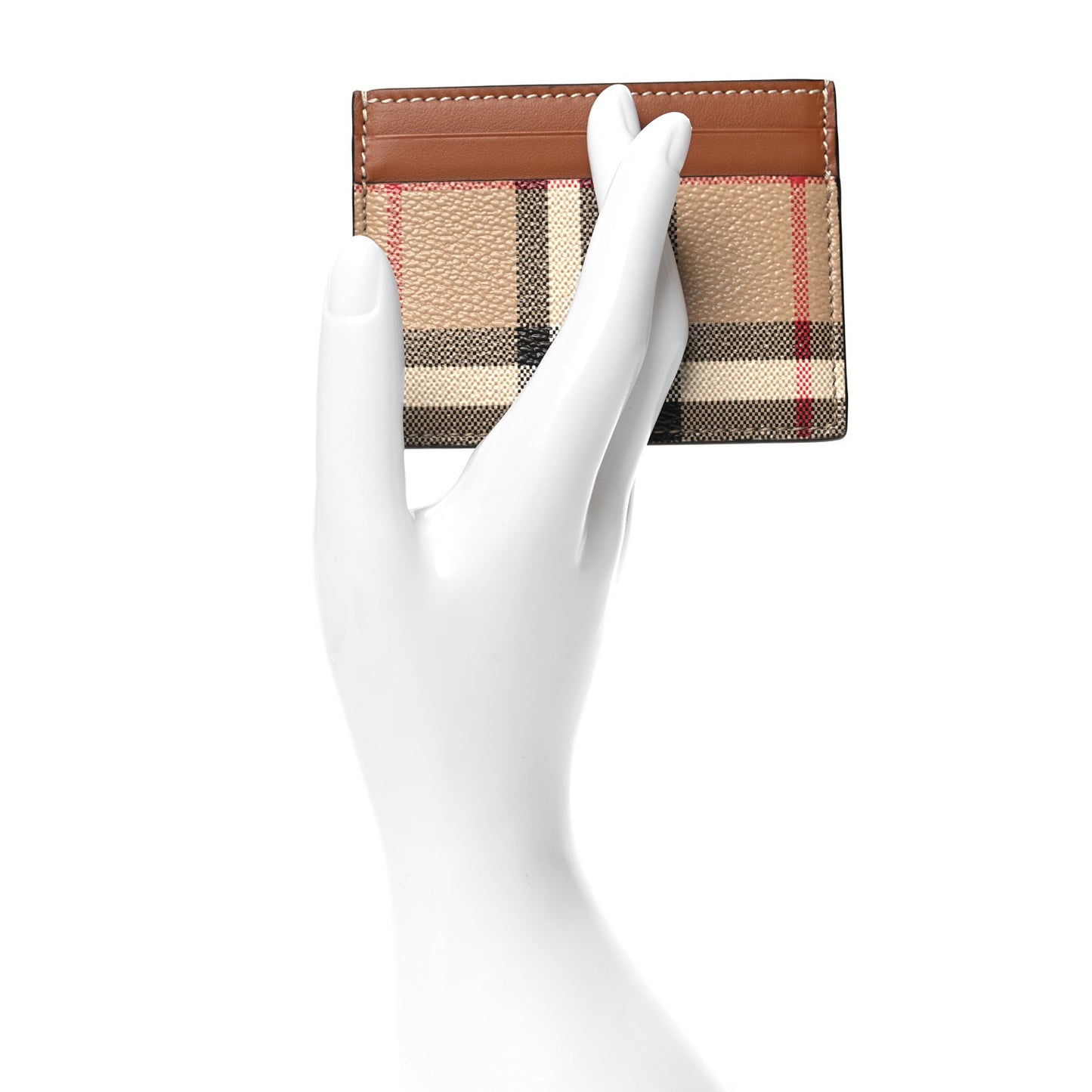 Smooth Calfskin Vintage Check Sandon Card Holder Archive Beige