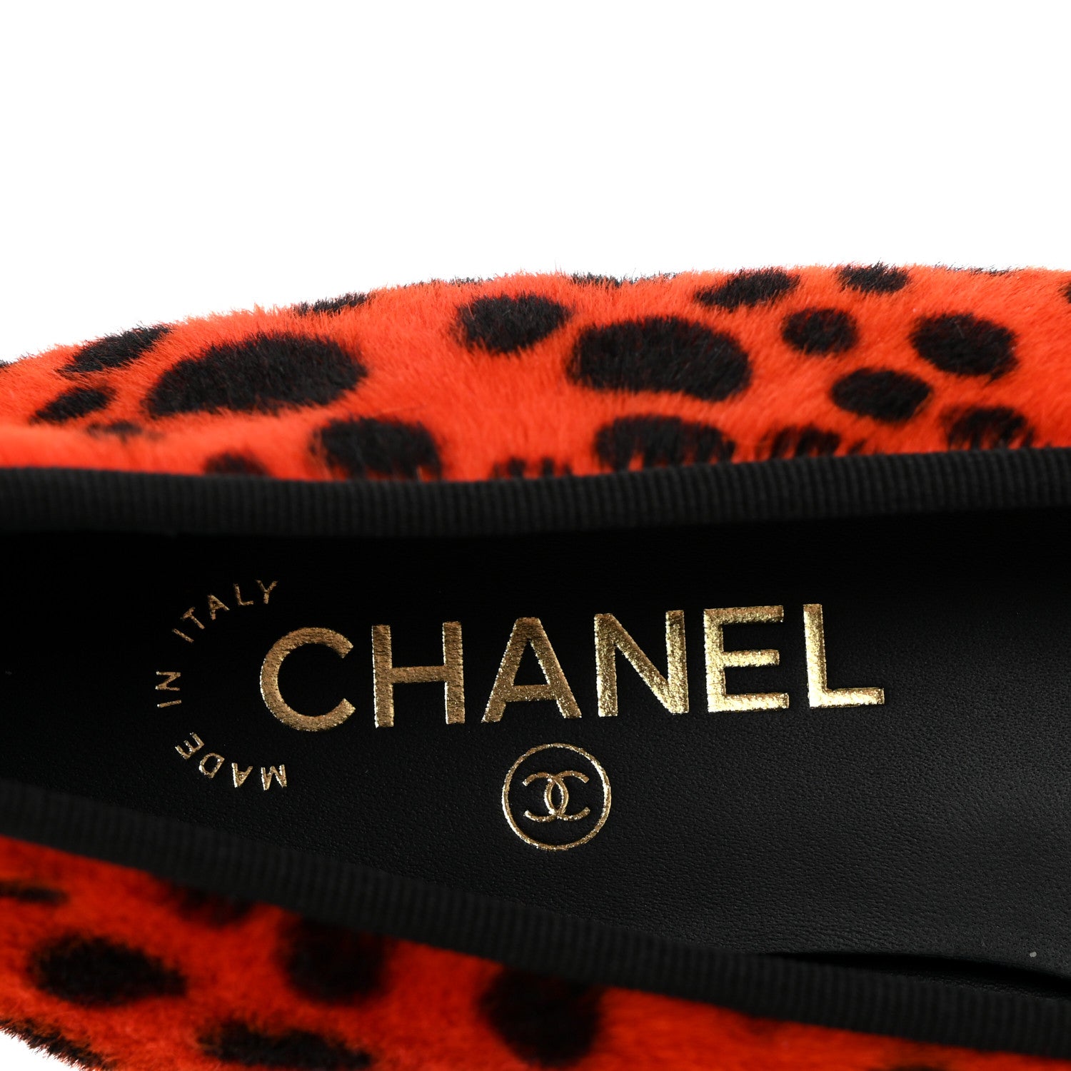 Chanel Lamb Hair Patent Calfskin Cap Toe CC Ballet Flats 38 Orange Black White 8 of 11