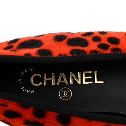 Chanel Lamb Hair Patent Calfskin Cap Toe CC Ballet Flats 38 Orange Black White 8 of 11
