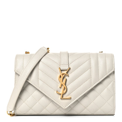 Saint Laurent Grain De Poudre Textured Mixed Matelasse Triquilt Small Monogram Satchel Crema Soft 1 of 16