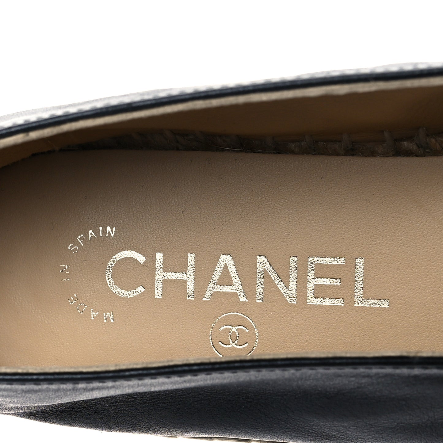 Calfskin Chain CC Espadrilles 40 Black