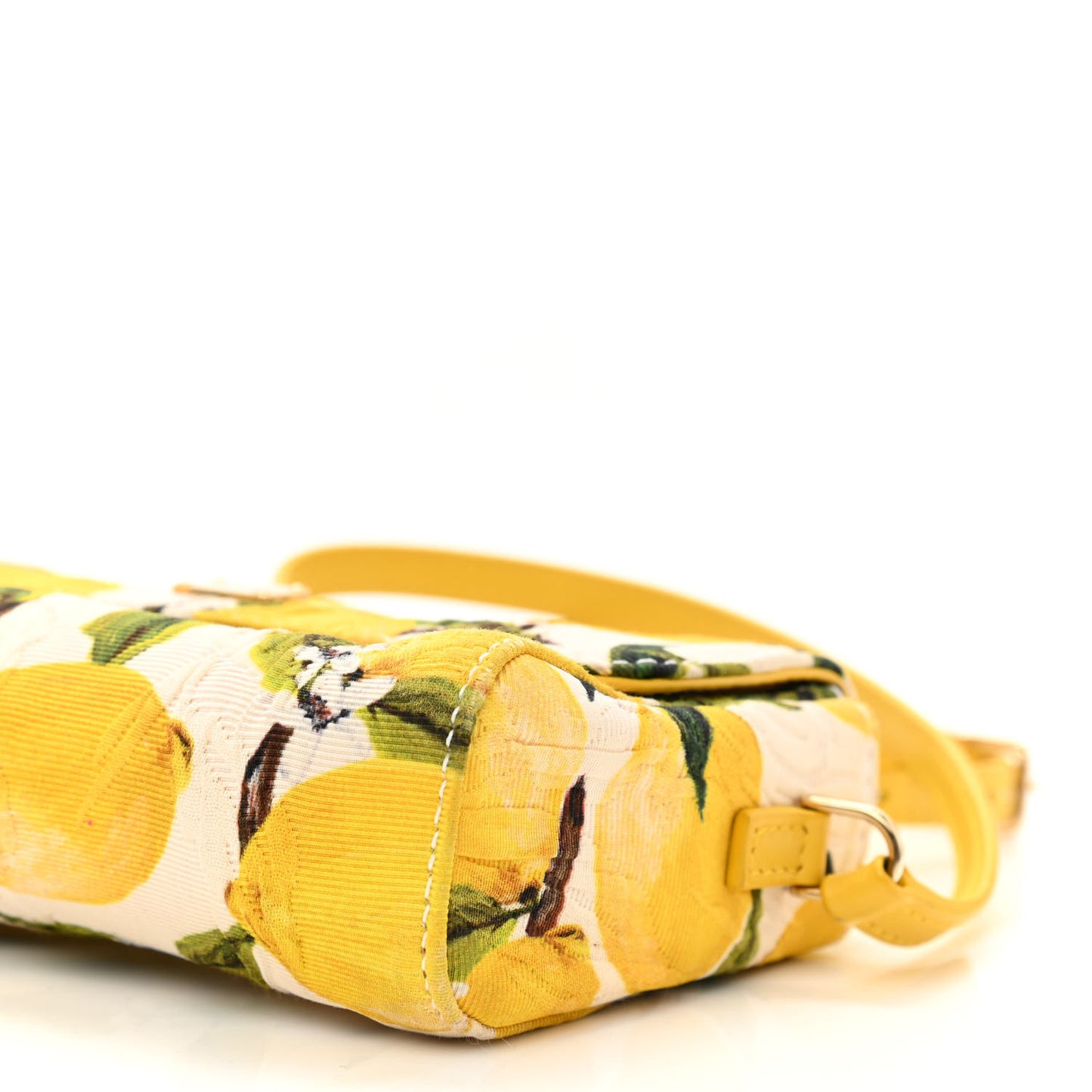 Canvas Lemon Printed Shoulder Bag White Yellow