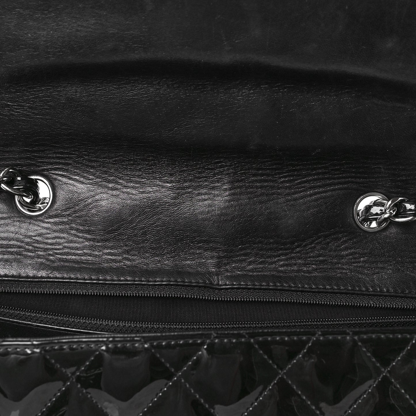 Patent Quilted Jumbo Single Flap Black