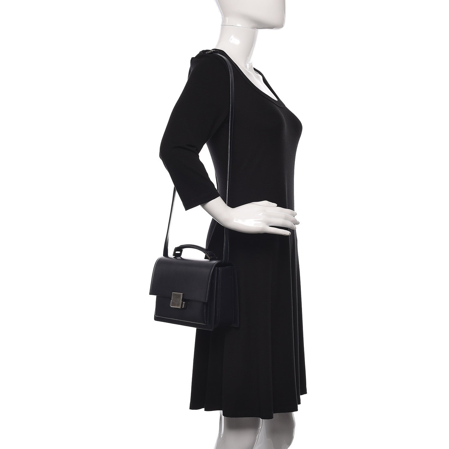 Saint Laurent Calfskin Medium Bellechasse Satchel Navy 2 of 13