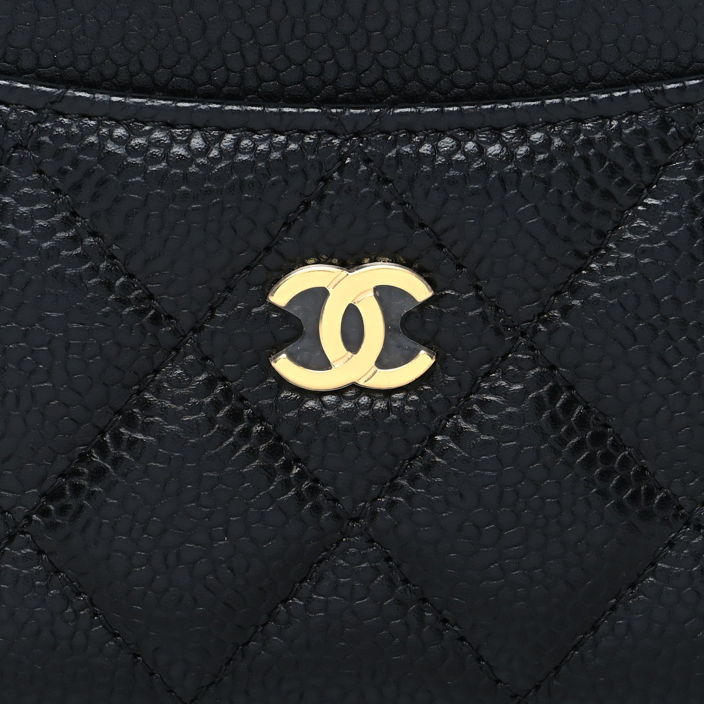 Caviar Quilted Card Holder Black