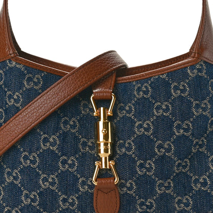 Gucci New Denim GG Monogram Calfskin Small Jackie 1961 Hobo Blue Tea Cuir 8 of 10