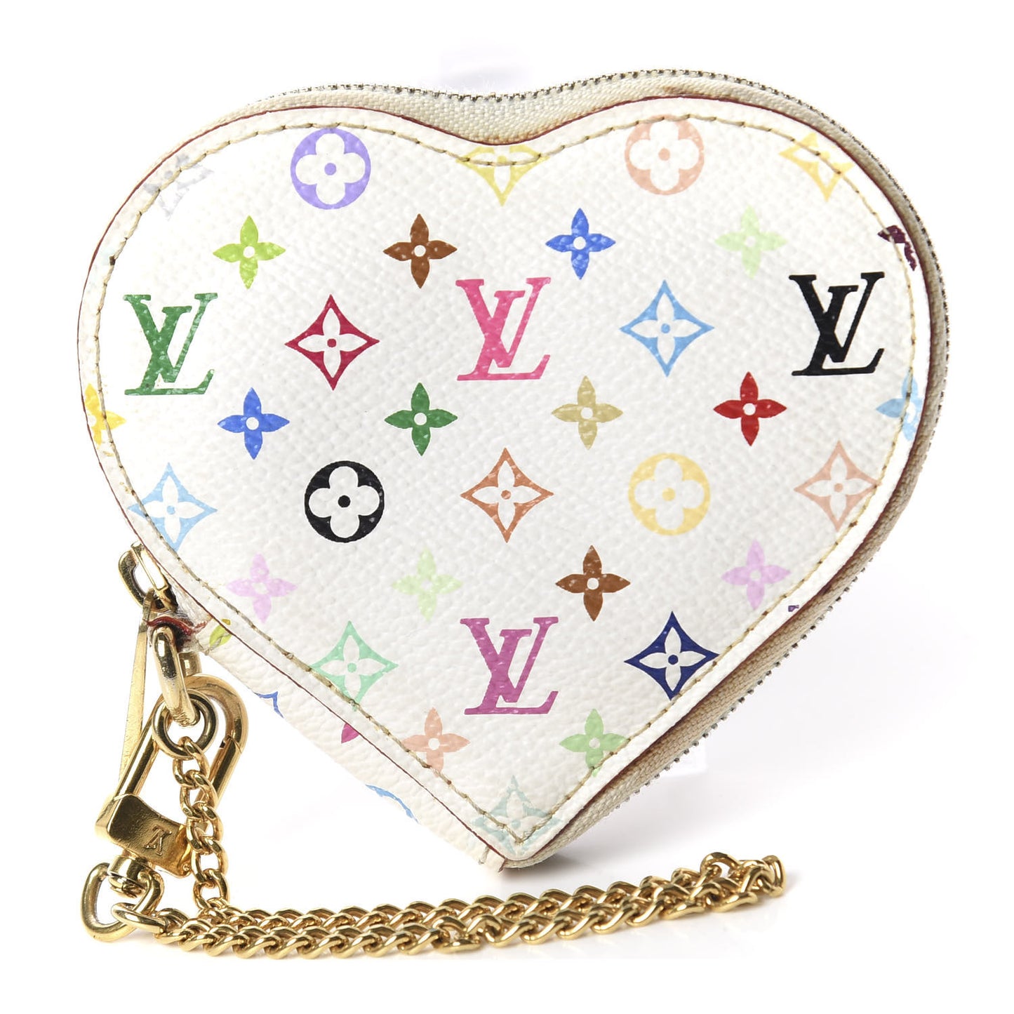 Monogram Multicolor Coeur Heart Coin Purse White