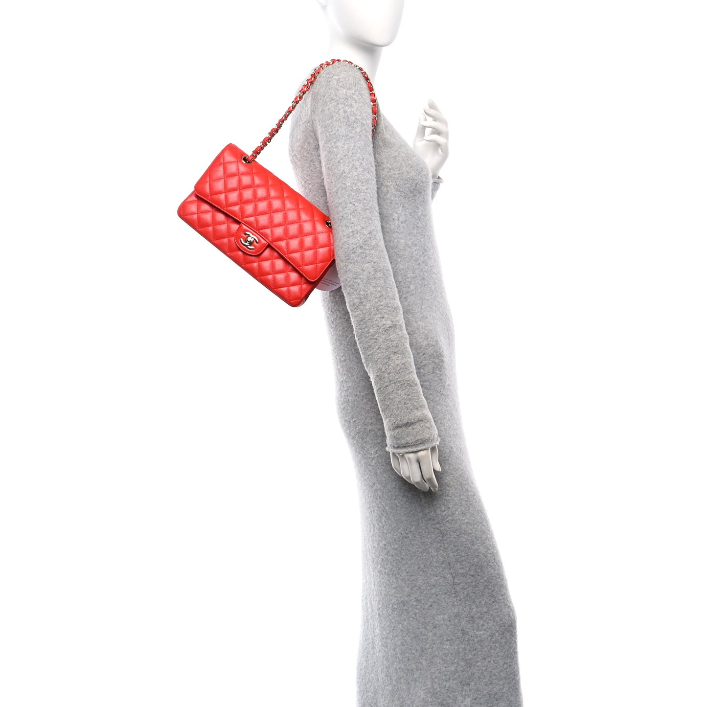 Caviar Quilted Medium Double Flap Red