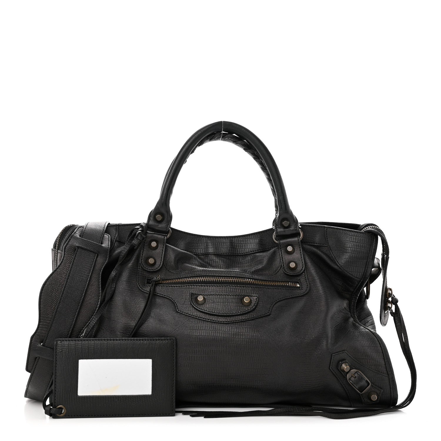 Balenciaga Calfskin Lizard Embossed Classic Hardware City Black 1 of 14