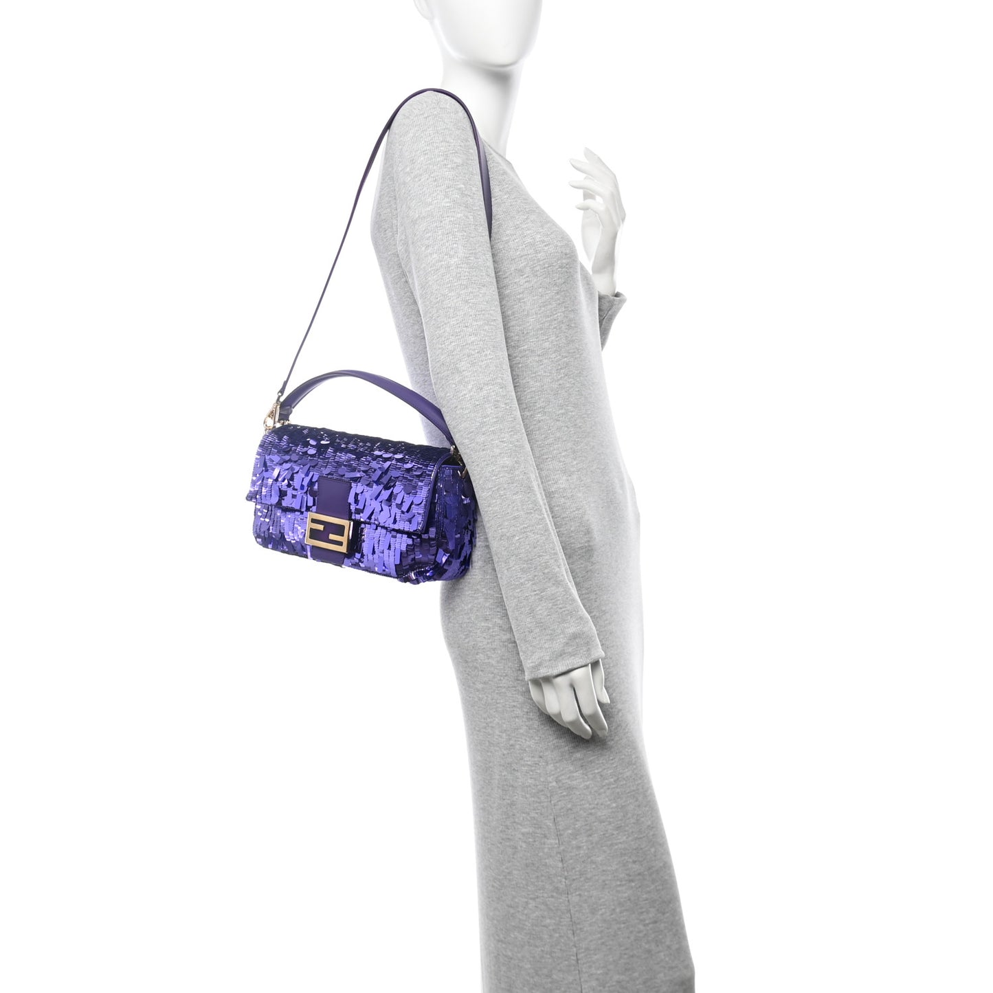 Sequin Paillettes Shiny Nappa Sex and the City Baguette Viola Purple Rain
