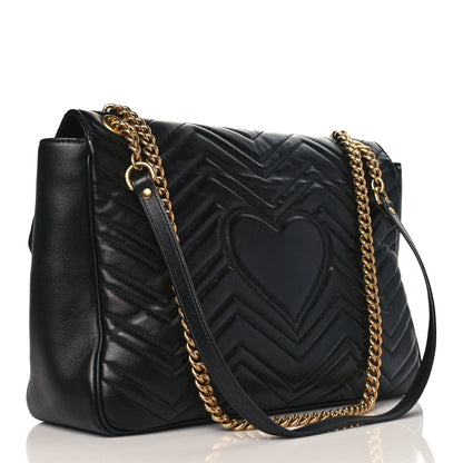 Gucci Calfskin Matelasse Large GG Marmont Shoulder Bag Black 3 of 12